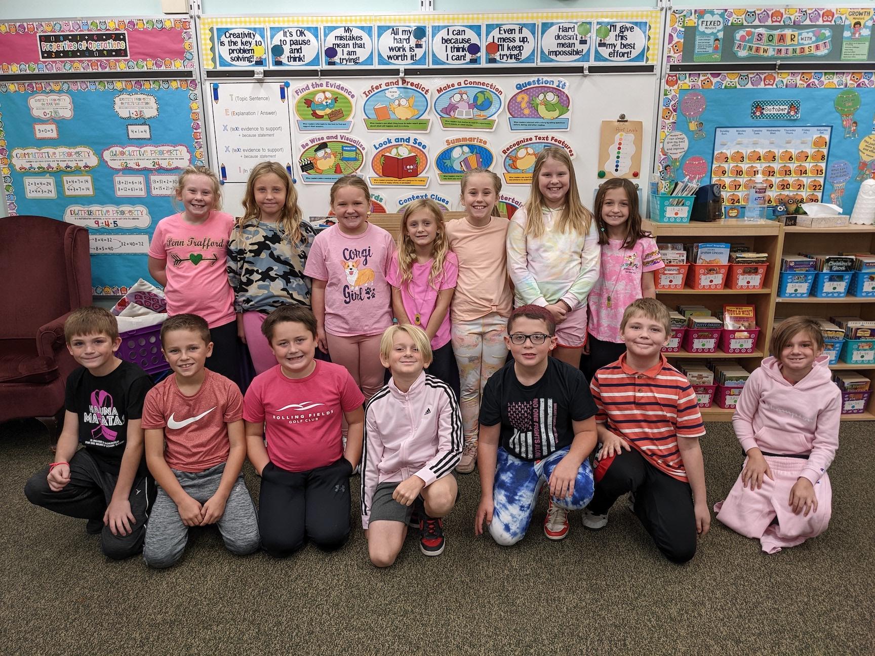 Mrs. Leydig’s 3rd-grade class at Harrison Park celebrated a Pink Out