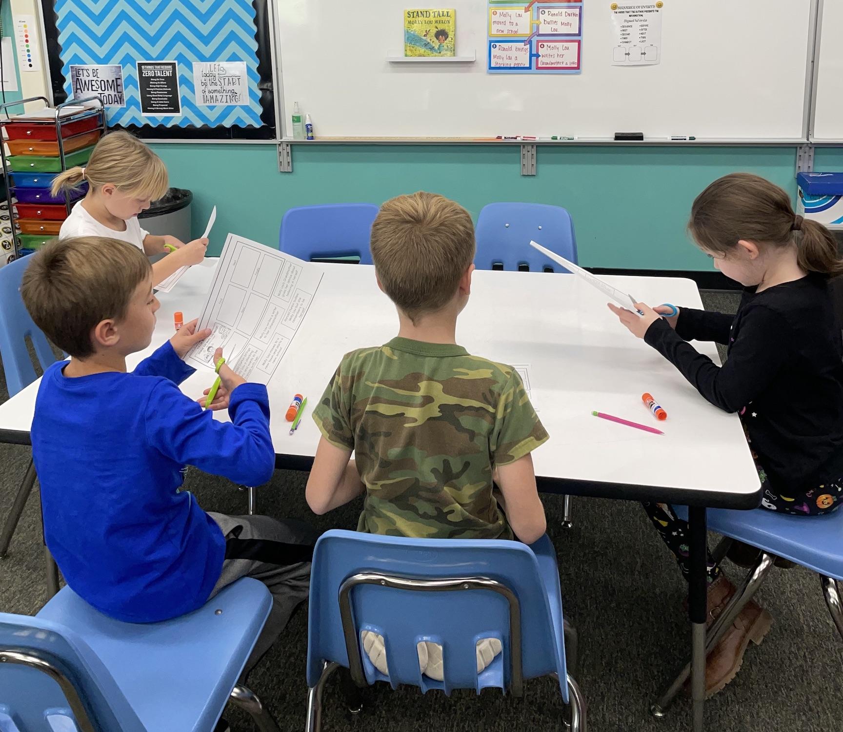 Students work in a group to accomplish the assignment
