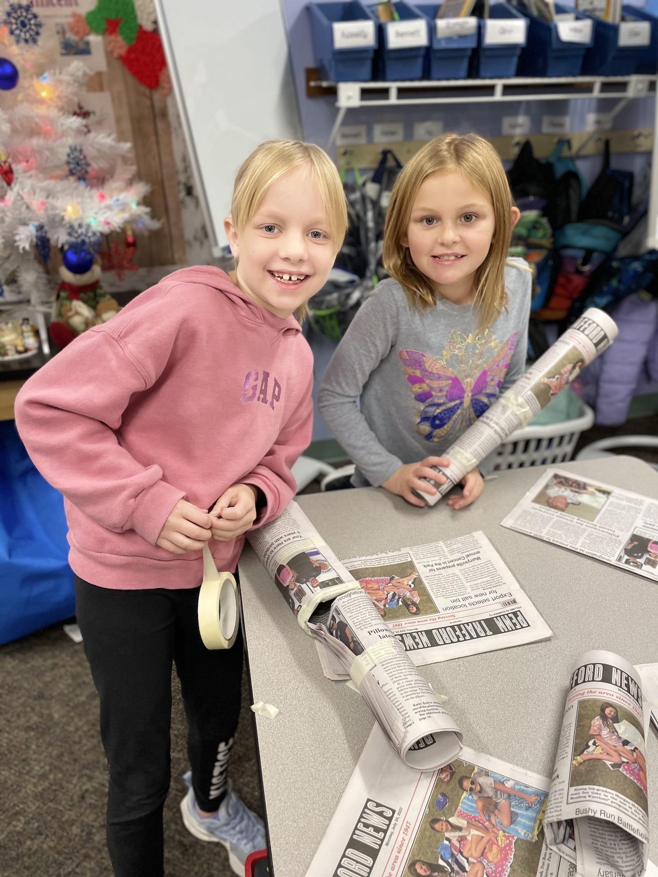 2nd-graders Kassidy Savering and Juna Rodgers tackled the challenge as a team